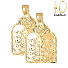 Sterling Silver 33mm Ten Commandments Earrings (White or Yellow Gold Plated)