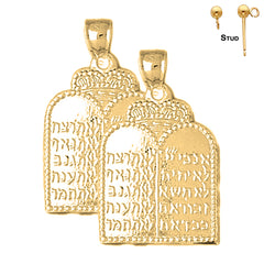 Sterling Silver 33mm Ten Commandments Earrings (White or Yellow Gold Plated)