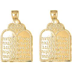 Yellow Gold-plated Silver 33mm Ten Commandments Earrings