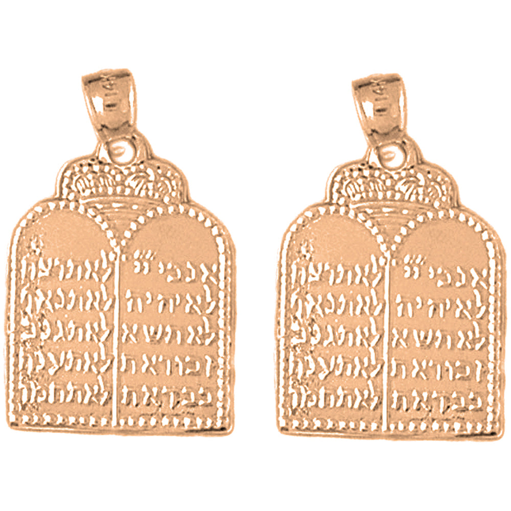 14K or 18K Gold 26mm Ten Commandments Earrings