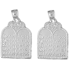 Sterling Silver 26mm Ten Commandments Earrings