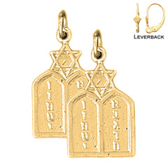 Sterling Silver 23mm Ten Commandments Earrings (White or Yellow Gold Plated)