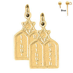 Sterling Silver 23mm Ten Commandments Earrings (White or Yellow Gold Plated)