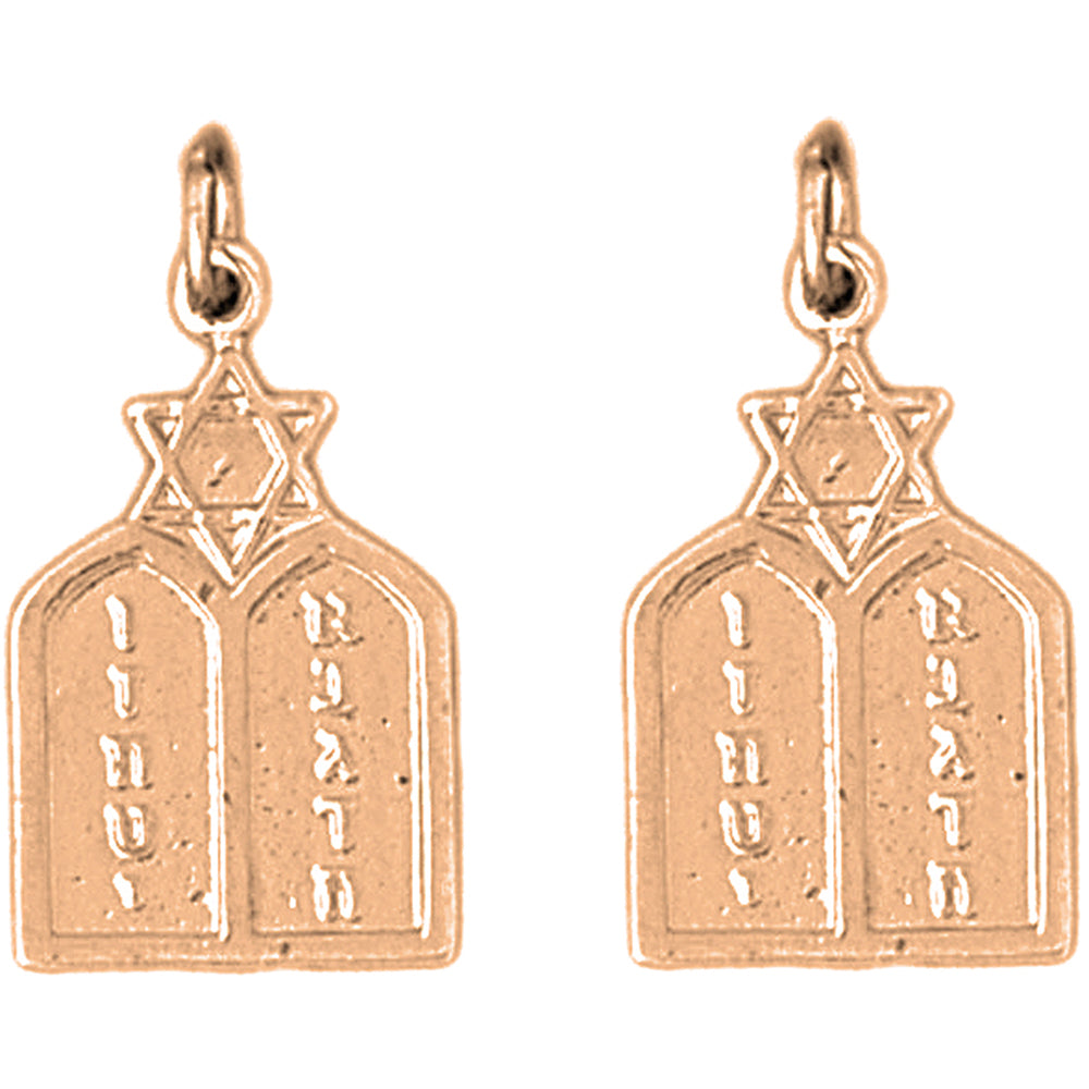 14K or 18K Gold 23mm Ten Commandments Earrings