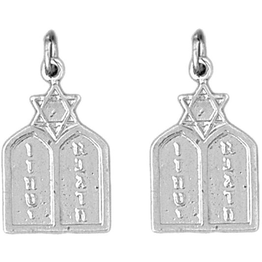 Sterling Silver 23mm Ten Commandments Earrings
