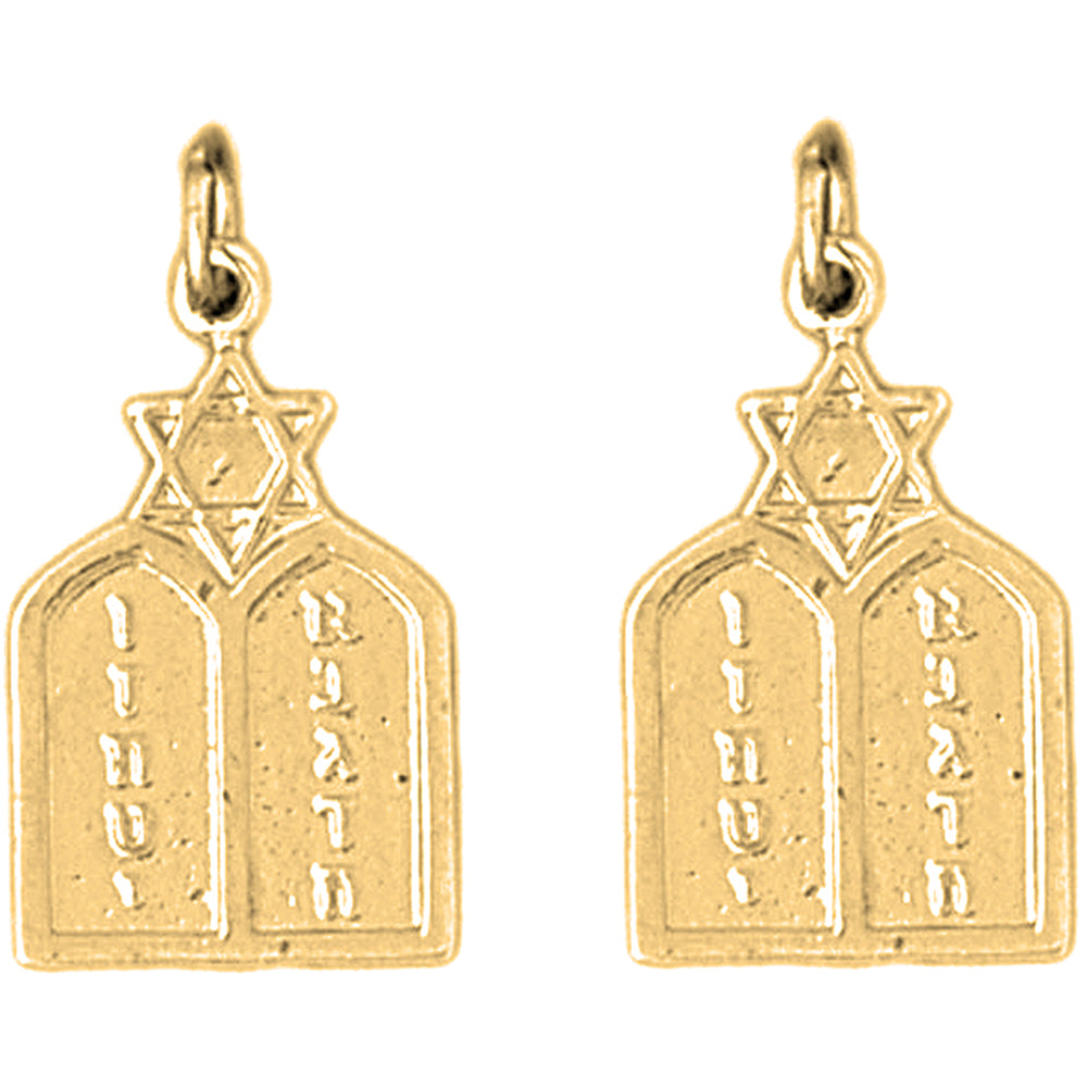 Yellow Gold-plated Silver 23mm Ten Commandments Earrings