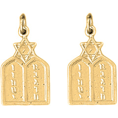 Yellow Gold-plated Silver 23mm Ten Commandments Earrings