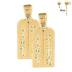 Sterling Silver 25mm Ten Commandments Earrings (White or Yellow Gold Plated)