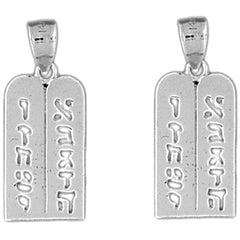 Sterling Silver 25mm Ten Commandments Earrings