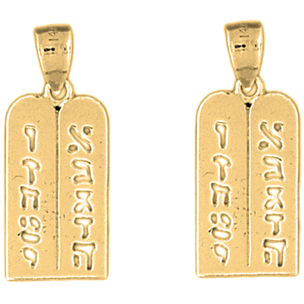 14K or 18K Gold 25mm Ten Commandments Earrings