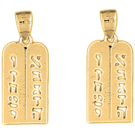 Yellow Gold-plated Silver 25mm Ten Commandments Earrings