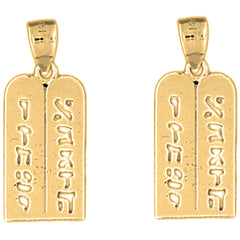 Yellow Gold-plated Silver 25mm Ten Commandments Earrings