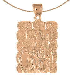 10K, 14K or 18K Gold Wailing Wall Pendant