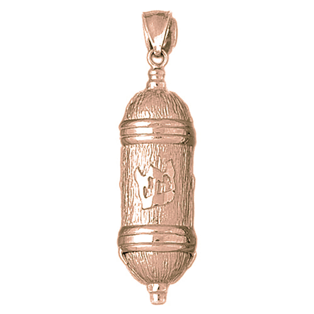 10K, 14K or 18K Gold Jewish Torah Scroll Pendant