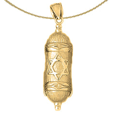 Pergamino de la Torá judía de oro de 10 K, 14 K o 18 K con colgante de estrella