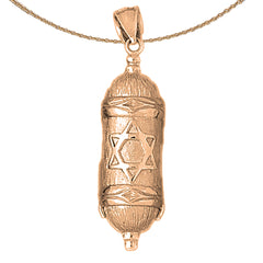 10K, 14K or 18K Gold Jewish Torah Scroll with Star Pendant