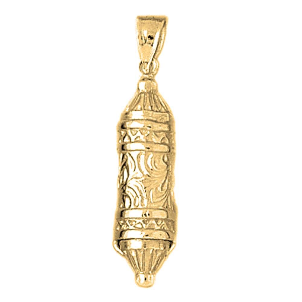 10K, 14K or 18K Gold Jewish Torah Scroll Pendant