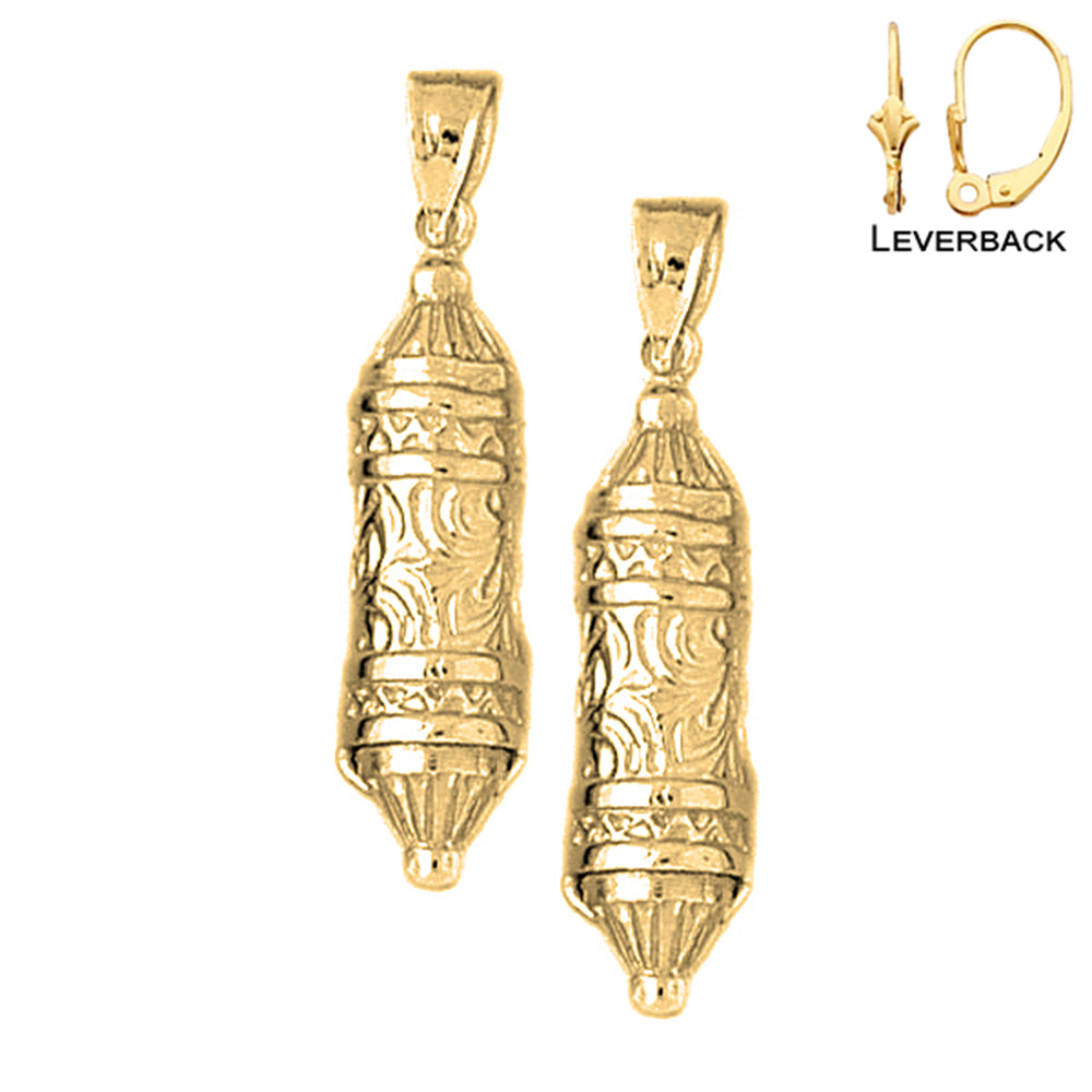 14K or 18K Gold Jewish Torah Scroll Earrings