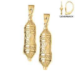 14K or 18K Gold Jewish Torah Scroll Earrings