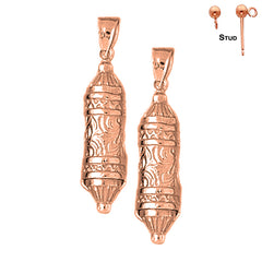 14K or 18K Gold Jewish Torah Scroll Earrings