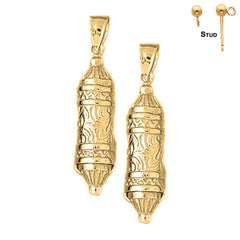 14K or 18K Gold Jewish Torah Scroll Earrings