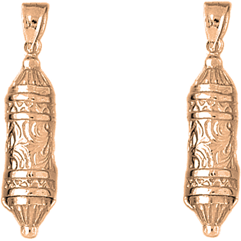 14K or 18K Gold 34mm Jewish Torah Scroll Earrings