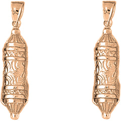 14K or 18K Gold 34mm Jewish Torah Scroll Earrings