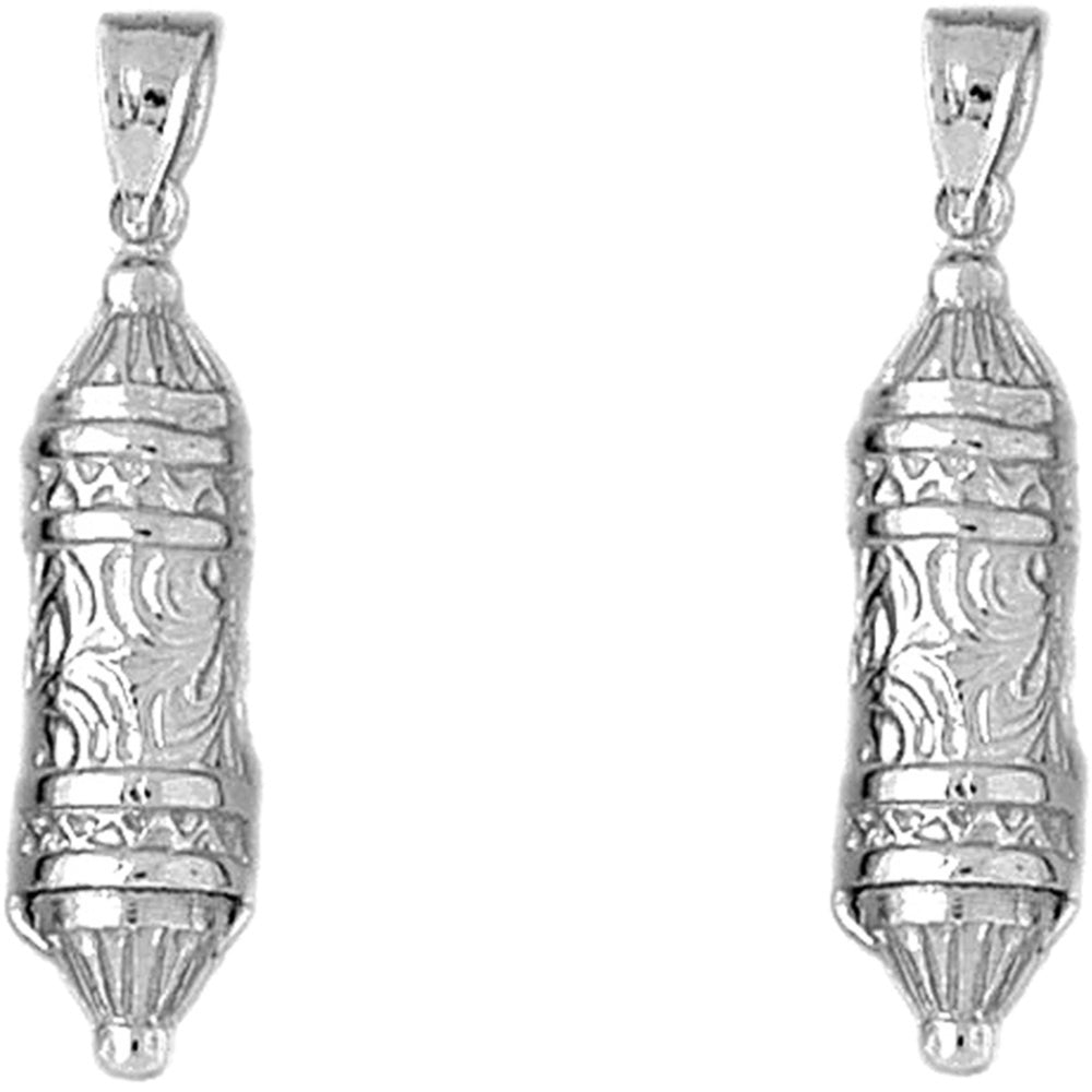 Sterling Silver 34mm Jewish Torah Scroll Earrings