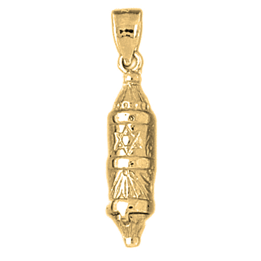 10K, 14K or 18K Gold Jewish Torah Scroll with Star Pendant