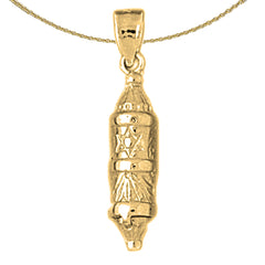 10K, 14K or 18K Gold Jewish Torah Scroll with Star Pendant