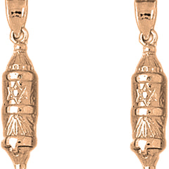 14K or 18K Gold 39mm Jewish Torah Scroll with Star Earrings