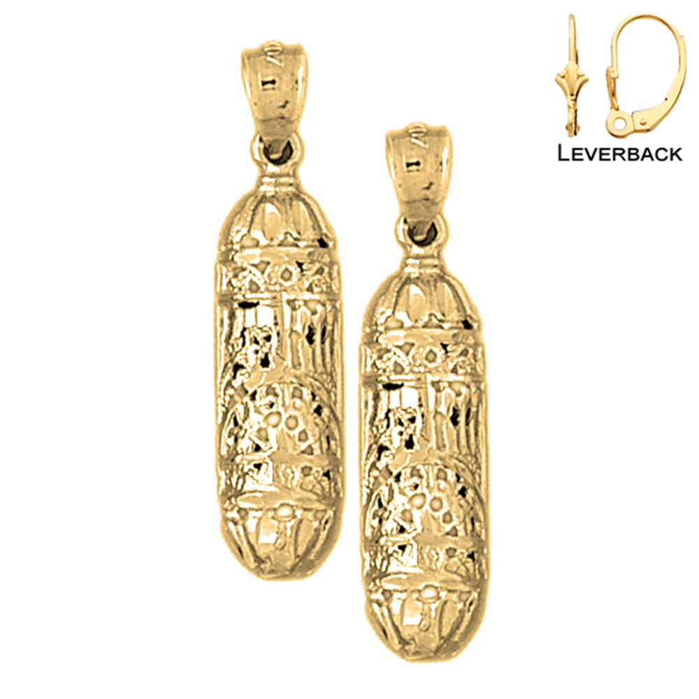 14K or 18K Gold Jewish Torah Scroll Earrings