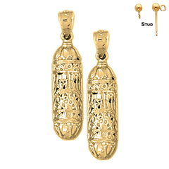 Sterling Silver 32mm Jewish Torah Scroll Earrings (White or Yellow Gold Plated)