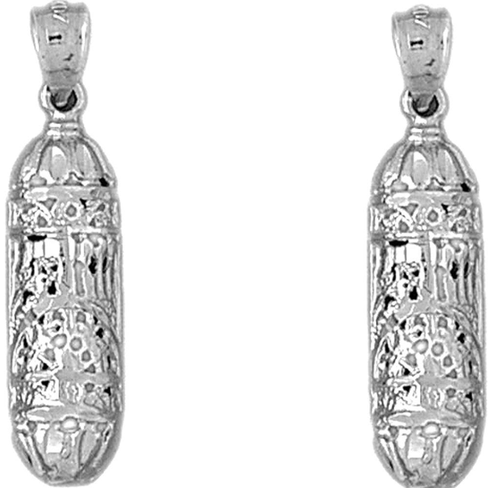 14K or 18K Gold 32mm Jewish Torah Scroll Earrings