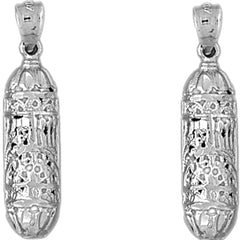 Sterling Silver 32mm Jewish Torah Scroll Earrings