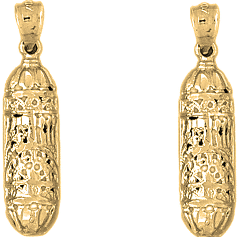 14K or 18K Gold 32mm Jewish Torah Scroll Earrings