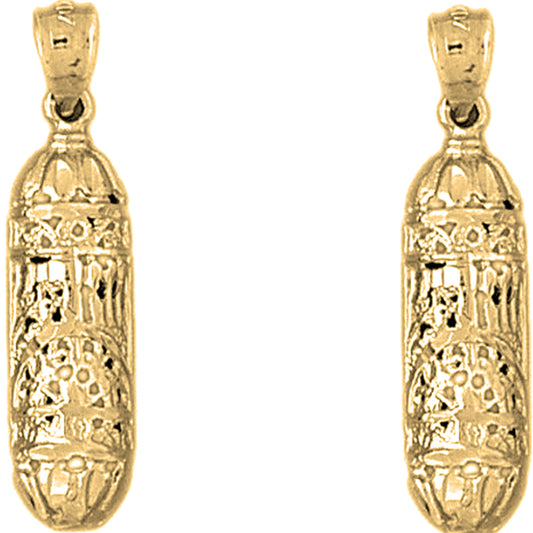 14K or 18K Gold 32mm Jewish Torah Scroll Earrings