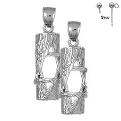 Sterling Silver 37mm Jewish Torah Scroll with Star Earrings (White or Yellow Gold Plated)