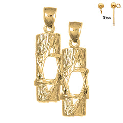 Sterling Silver 37mm Jewish Torah Scroll with Star Earrings (White or Yellow Gold Plated)