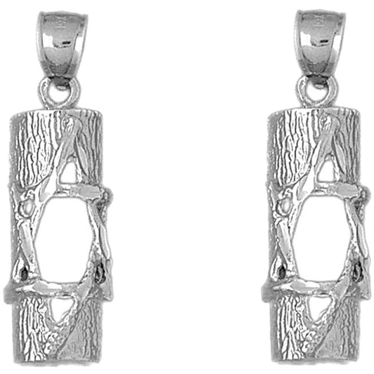 Sterling Silver 37mm Jewish Torah Scroll with Star Earrings