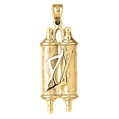 10K, 14K or 18K Gold Jewish Torah Scroll with Star Pendant