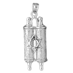 10K, 14K or 18K Gold Jewish Torah Scroll with Star Pendant