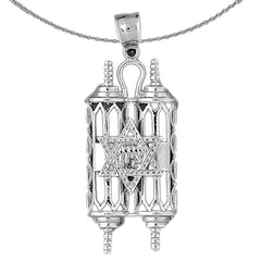 10K, 14K or 18K Gold Jewish Torah Scroll with Star Pendant