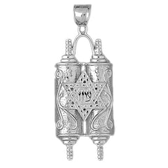 10K, 14K or 18K Gold Jewish Torah Scroll with Star Pendant