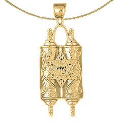 10K, 14K or 18K Gold Jewish Torah Scroll with Star Pendant