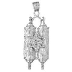 10K, 14K or 18K Gold Jewish Torah Scroll with Star Pendant