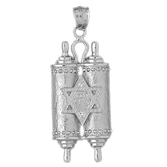 10K, 14K or 18K Gold Jewish Torah Scroll with Star Pendant