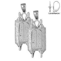 14K or 18K Gold Jewish Torah Scroll with Commandments Earrings