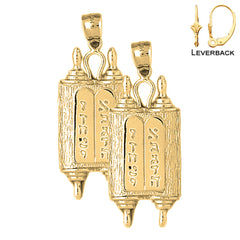 14K or 18K Gold Jewish Torah Scroll with Commandments Earrings