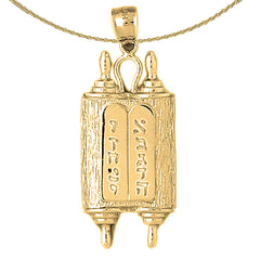 10K, 14K or 18K Gold Jewish Torah Scroll with Commandments Pendant